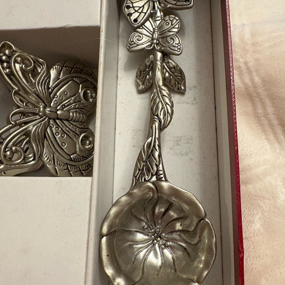 Neiman Marcus Butterfly Coffee Measuring Spoon and Clip Holder Authur Court - Picture 3 of 12